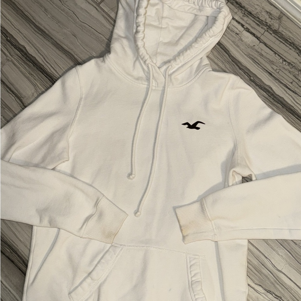 Hollister White Hoodie with Logo